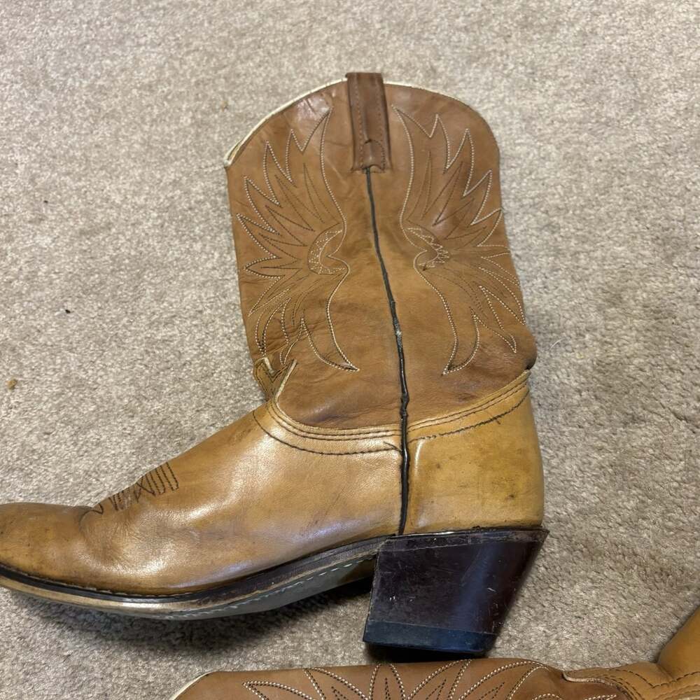 Acme Western Cowboy Boots Women's 7C USA Made Brown VTG Lined - Picture 6 of 11